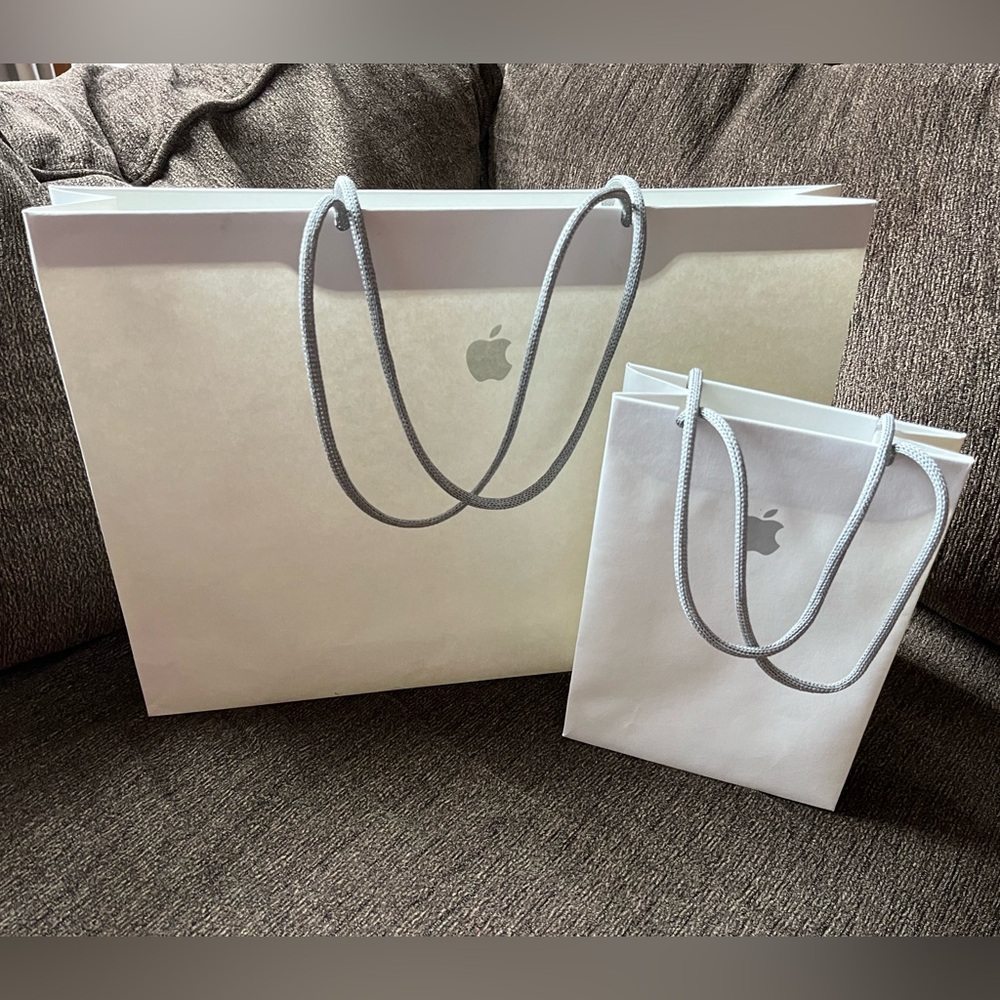 Apple products paper bags small and regular size. Price are for both